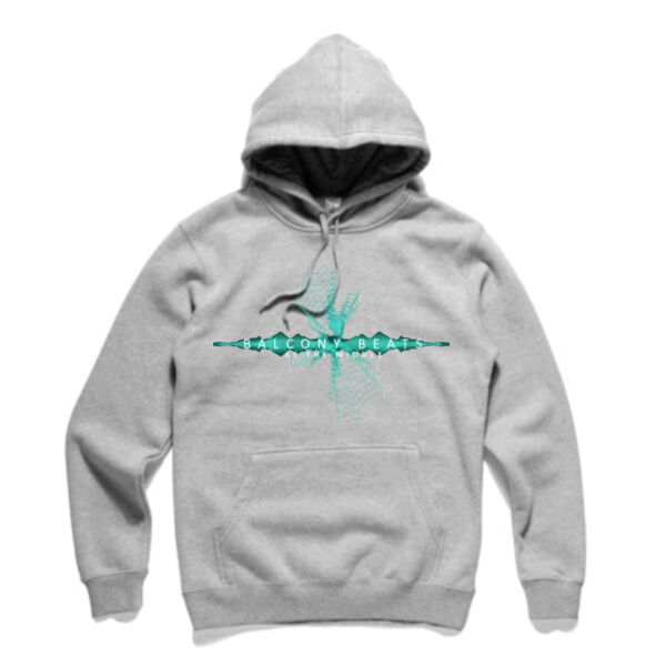 Balcony Beats ULTRA AS Hoodie - Electric Aqua Waveform Logo Thumbnail